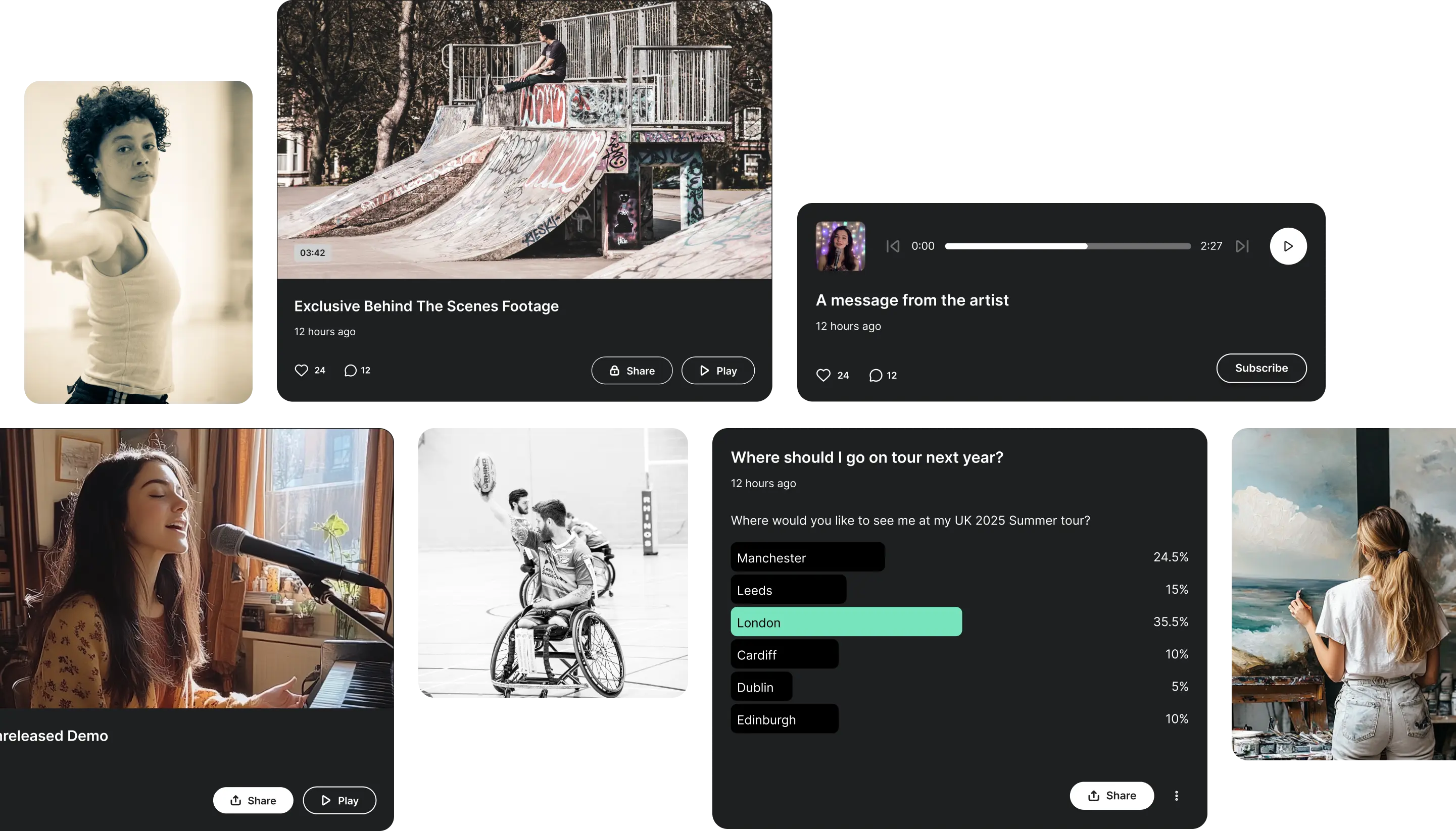 several tiles laid out across the screen